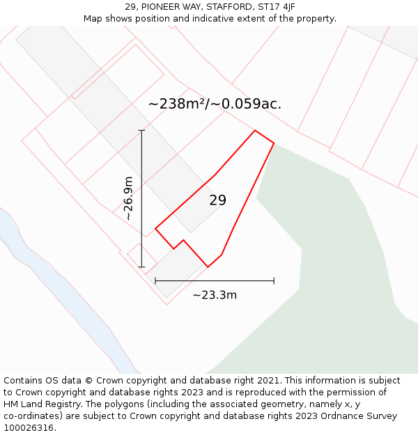 29, PIONEER WAY, STAFFORD, ST17 4JF: Plot and title map