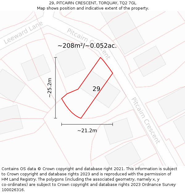 29, PITCAIRN CRESCENT, TORQUAY, TQ2 7GL: Plot and title map