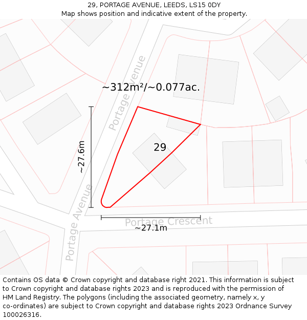 29, PORTAGE AVENUE, LEEDS, LS15 0DY: Plot and title map