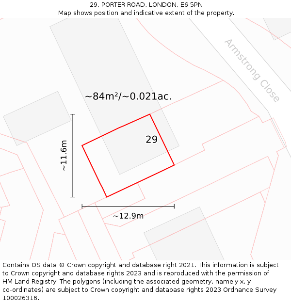 29, PORTER ROAD, LONDON, E6 5PN: Plot and title map