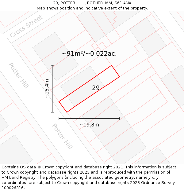 29, POTTER HILL, ROTHERHAM, S61 4NX: Plot and title map