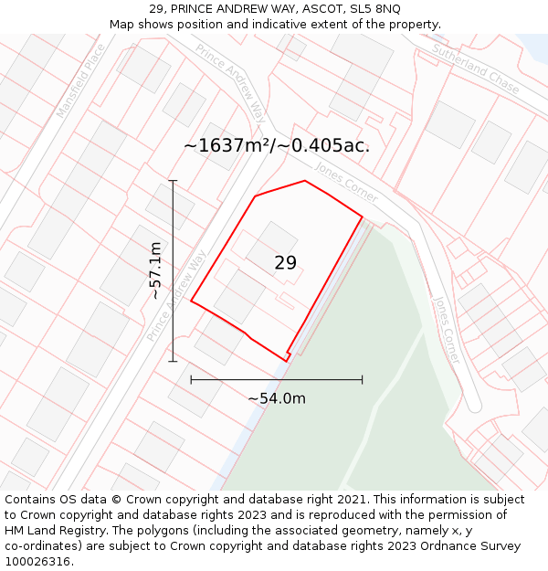 29, PRINCE ANDREW WAY, ASCOT, SL5 8NQ: Plot and title map
