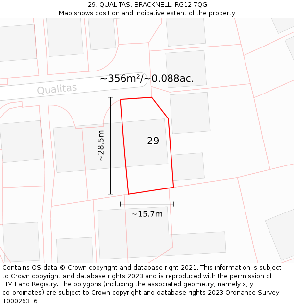 29, QUALITAS, BRACKNELL, RG12 7QG: Plot and title map