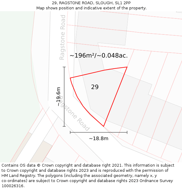29, RAGSTONE ROAD, SLOUGH, SL1 2PP: Plot and title map