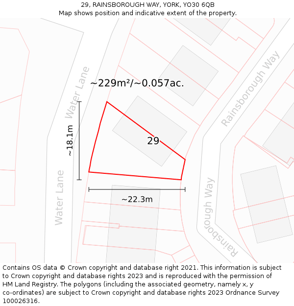 29, RAINSBOROUGH WAY, YORK, YO30 6QB: Plot and title map