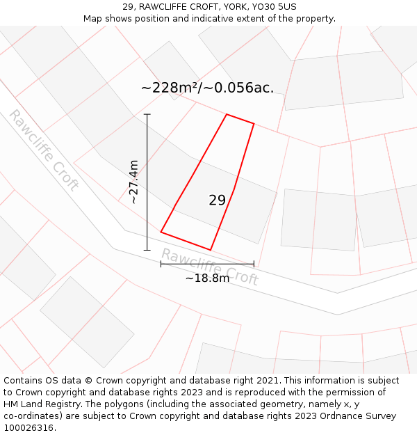 29, RAWCLIFFE CROFT, YORK, YO30 5US: Plot and title map