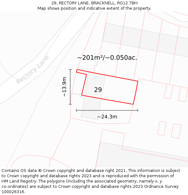 29, RECTORY LANE, BRACKNELL, RG12 7BH: Plot and title map