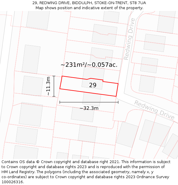 29, REDWING DRIVE, BIDDULPH, STOKE-ON-TRENT, ST8 7UA: Plot and title map