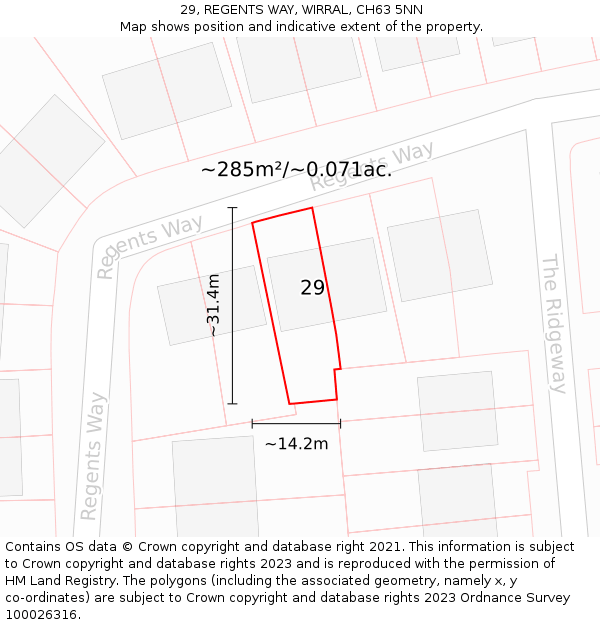 29, REGENTS WAY, WIRRAL, CH63 5NN: Plot and title map
