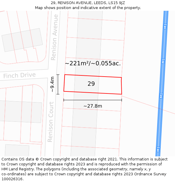 29, RENISON AVENUE, LEEDS, LS15 9JZ: Plot and title map