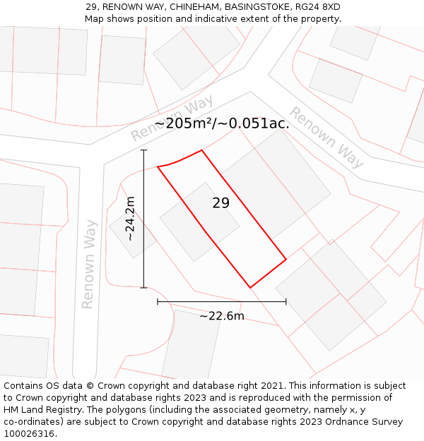 29, RENOWN WAY, CHINEHAM, BASINGSTOKE, RG24 8XD: Plot and title map