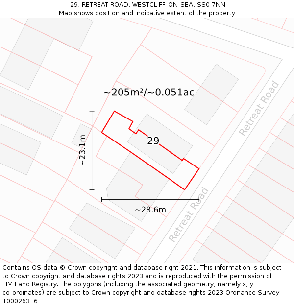 29, RETREAT ROAD, WESTCLIFF-ON-SEA, SS0 7NN: Plot and title map