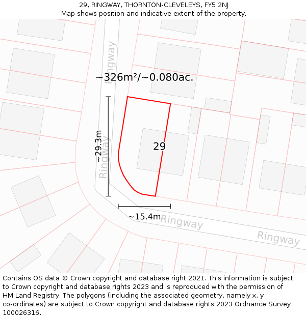 29, RINGWAY, THORNTON-CLEVELEYS, FY5 2NJ: Plot and title map
