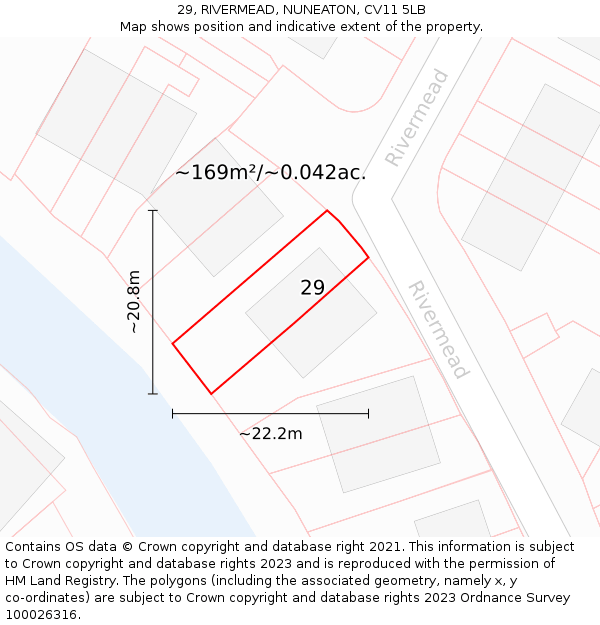 29, RIVERMEAD, NUNEATON, CV11 5LB: Plot and title map