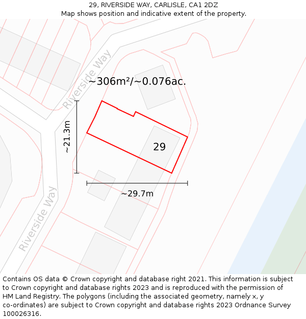 29, RIVERSIDE WAY, CARLISLE, CA1 2DZ: Plot and title map