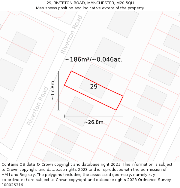 29, RIVERTON ROAD, MANCHESTER, M20 5QH: Plot and title map