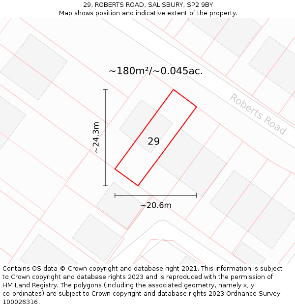 29, ROBERTS ROAD, SALISBURY, SP2 9BY: Plot and title map