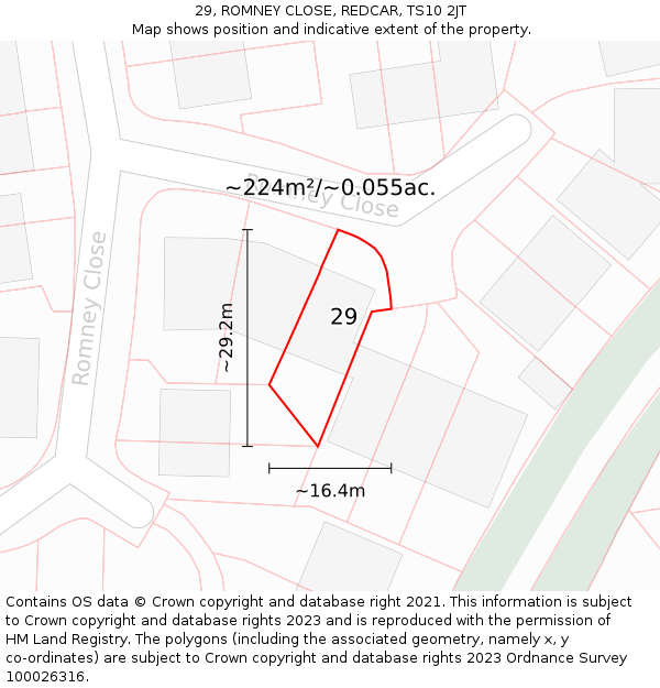 29, ROMNEY CLOSE, REDCAR, TS10 2JT: Plot and title map