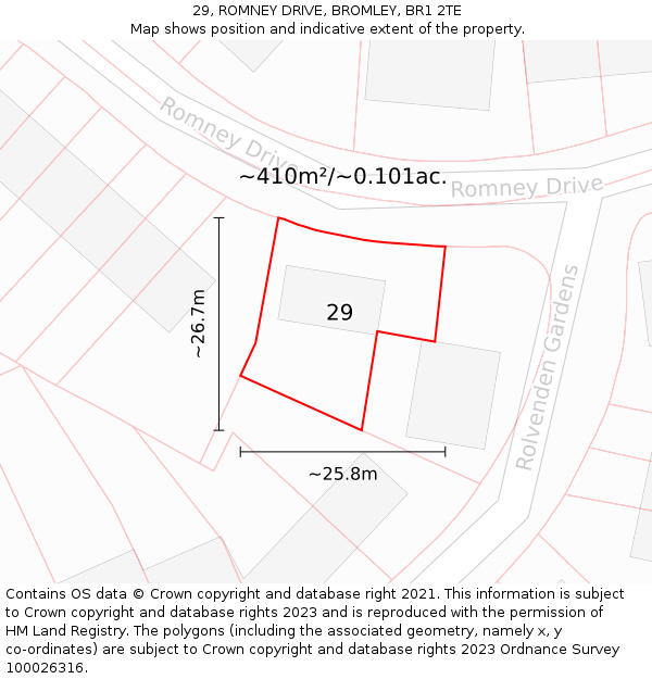 29, ROMNEY DRIVE, BROMLEY, BR1 2TE: Plot and title map