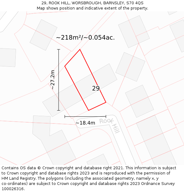 29, ROOK HILL, WORSBROUGH, BARNSLEY, S70 4QS: Plot and title map