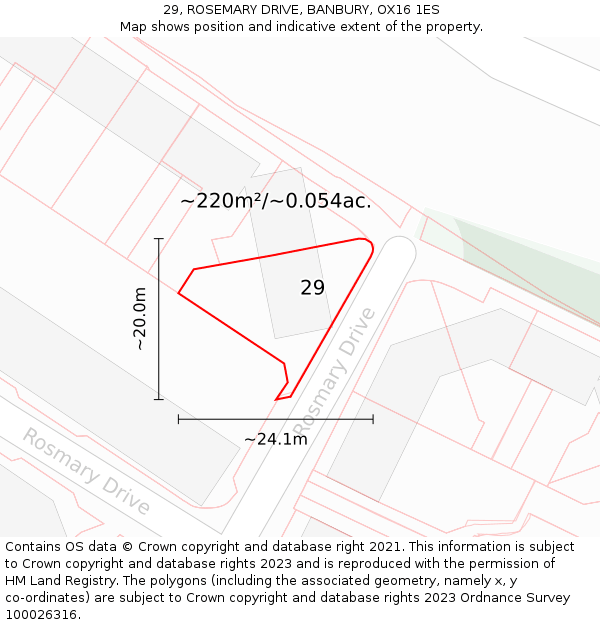 29, ROSEMARY DRIVE, BANBURY, OX16 1ES: Plot and title map