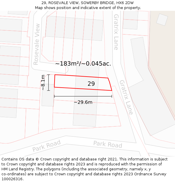 29, ROSEVALE VIEW, SOWERBY BRIDGE, HX6 2DW: Plot and title map