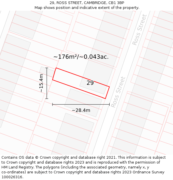 29, ROSS STREET, CAMBRIDGE, CB1 3BP: Plot and title map