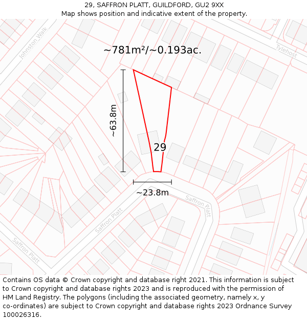 29, SAFFRON PLATT, GUILDFORD, GU2 9XX: Plot and title map