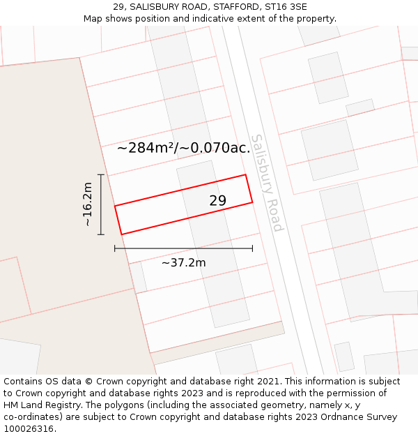 29, SALISBURY ROAD, STAFFORD, ST16 3SE: Plot and title map