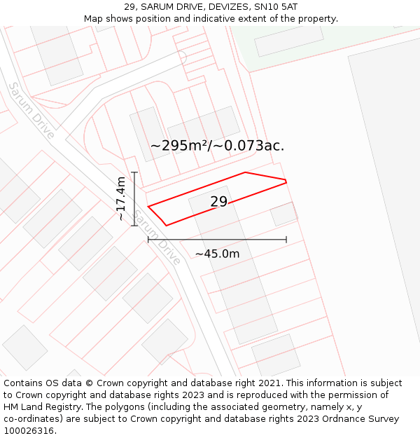 29, SARUM DRIVE, DEVIZES, SN10 5AT: Plot and title map
