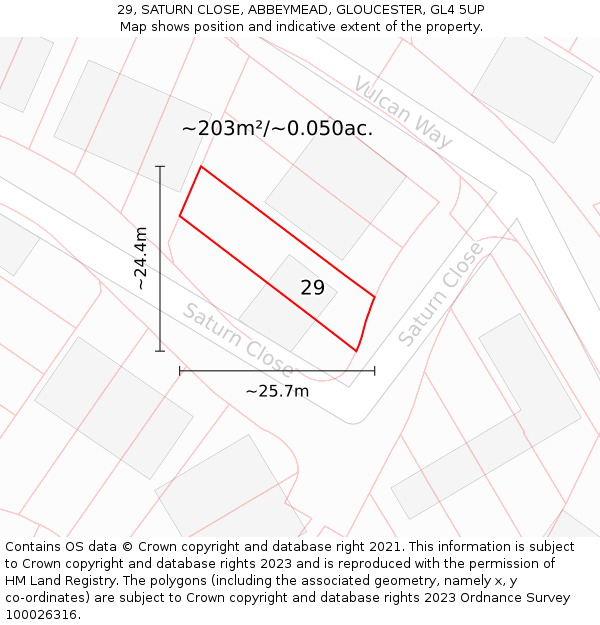 29, SATURN CLOSE, ABBEYMEAD, GLOUCESTER, GL4 5UP: Plot and title map