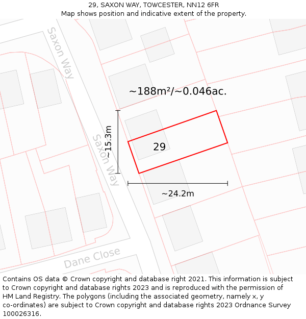 29, SAXON WAY, TOWCESTER, NN12 6FR: Plot and title map