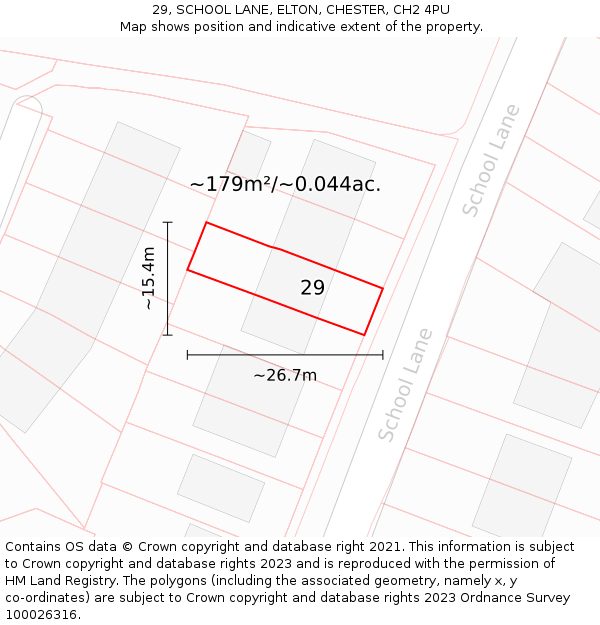 29, SCHOOL LANE, ELTON, CHESTER, CH2 4PU: Plot and title map