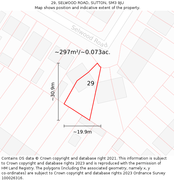 29, SELWOOD ROAD, SUTTON, SM3 9JU: Plot and title map