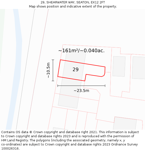 29, SHEARWATER WAY, SEATON, EX12 2FT: Plot and title map