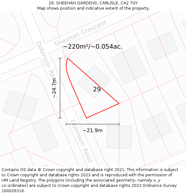 29, SHEEHAN GARDENS, CARLISLE, CA2 7GY: Plot and title map
