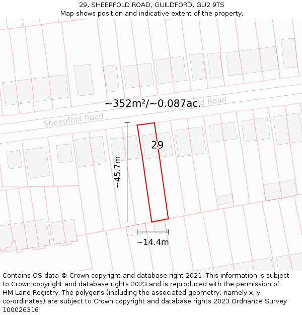 29, SHEEPFOLD ROAD, GUILDFORD, GU2 9TS: Plot and title map