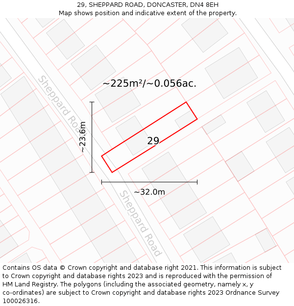 29, SHEPPARD ROAD, DONCASTER, DN4 8EH: Plot and title map