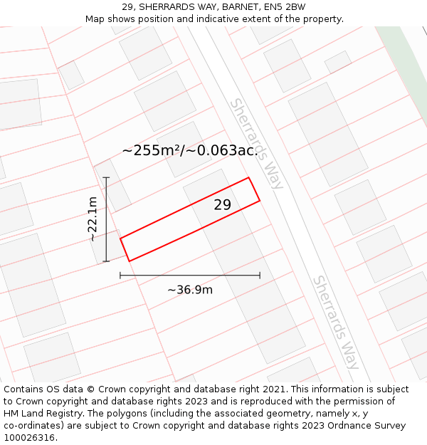 29, SHERRARDS WAY, BARNET, EN5 2BW: Plot and title map