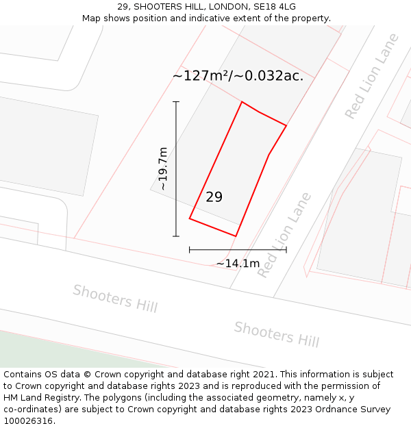 29, SHOOTERS HILL, LONDON, SE18 4LG: Plot and title map