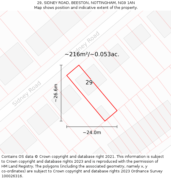 29, SIDNEY ROAD, BEESTON, NOTTINGHAM, NG9 1AN: Plot and title map