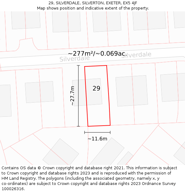 29, SILVERDALE, SILVERTON, EXETER, EX5 4JF: Plot and title map
