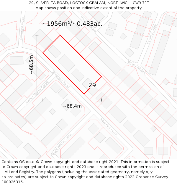29, SILVERLEA ROAD, LOSTOCK GRALAM, NORTHWICH, CW9 7FE: Plot and title map