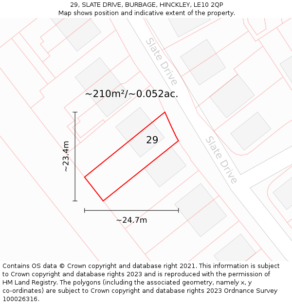 29, SLATE DRIVE, BURBAGE, HINCKLEY, LE10 2QP: Plot and title map