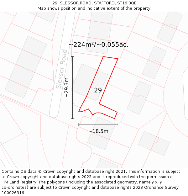 29, SLESSOR ROAD, STAFFORD, ST16 3QE: Plot and title map