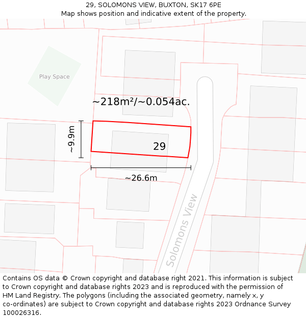 29, SOLOMONS VIEW, BUXTON, SK17 6PE: Plot and title map
