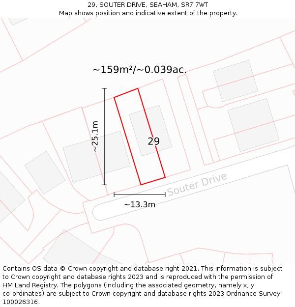 29, SOUTER DRIVE, SEAHAM, SR7 7WT: Plot and title map