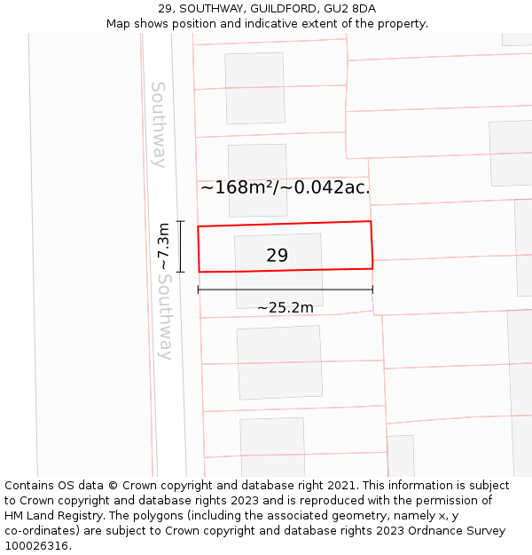 29, SOUTHWAY, GUILDFORD, GU2 8DA: Plot and title map
