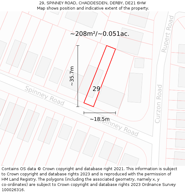 29, SPINNEY ROAD, CHADDESDEN, DERBY, DE21 6HW: Plot and title map