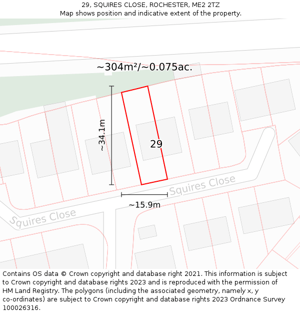 29, SQUIRES CLOSE, ROCHESTER, ME2 2TZ: Plot and title map